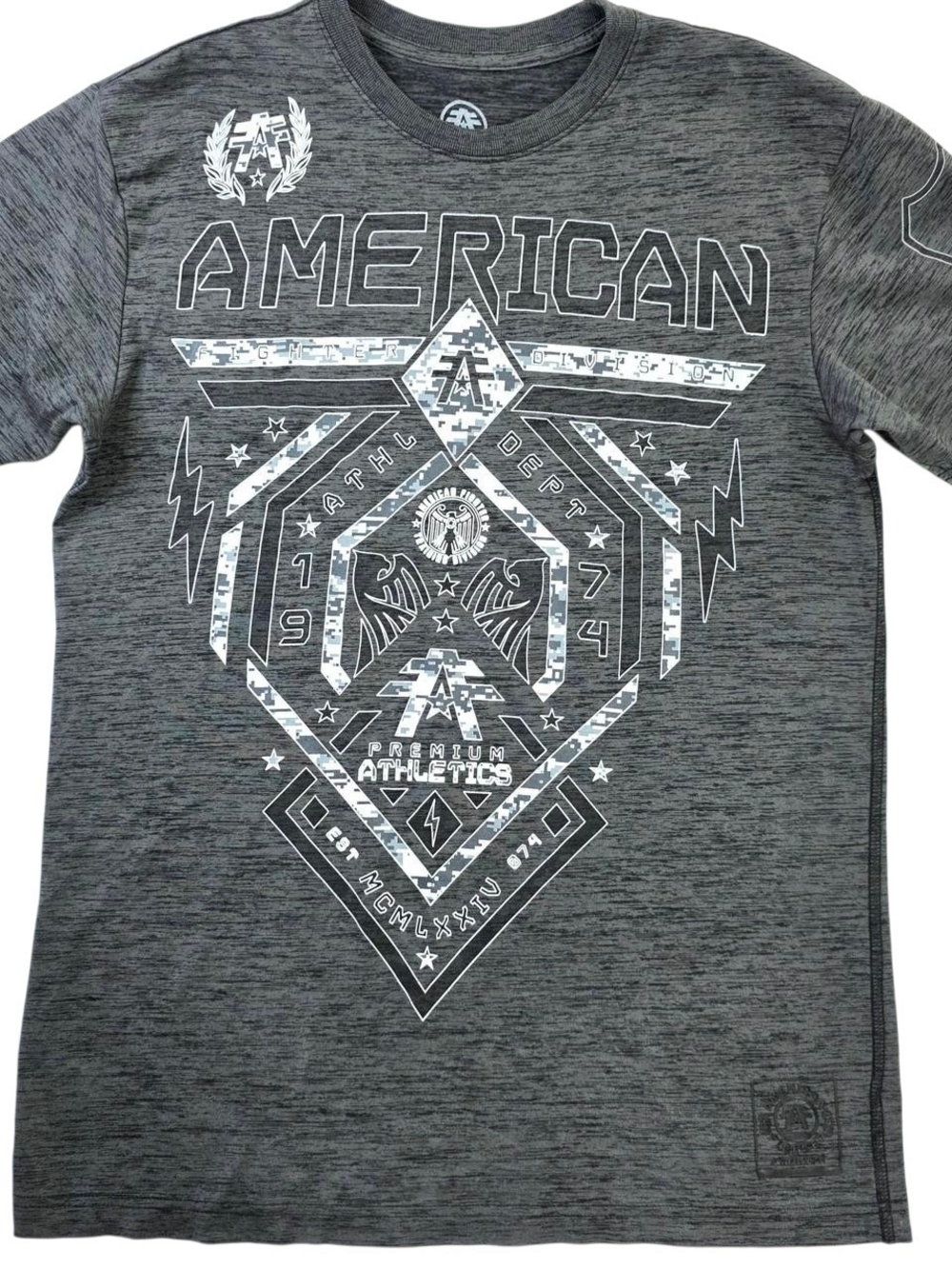 American Fighter Gray Graphic Short Sleeve Tee-Size M